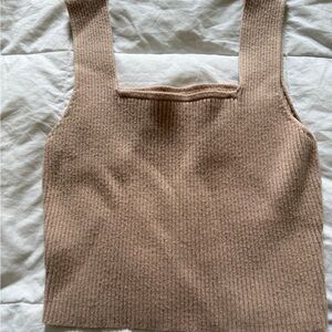 Ribbed Tan Knit Tank Top